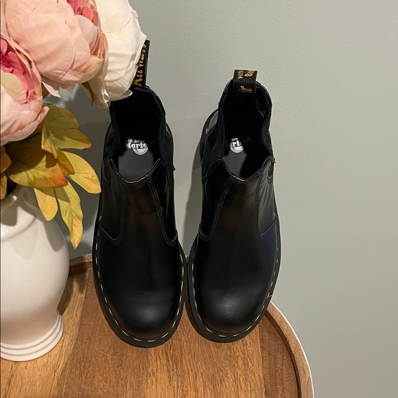 Dr. Martens Black Leather Boots with Yellow Stitching - Picture 5 of 8